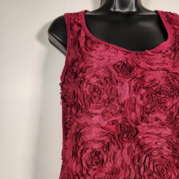 MAURICES Embellished Tank Top Womens Large L Red 3D Roses Floral Romantic Love - Picture 7 of 9